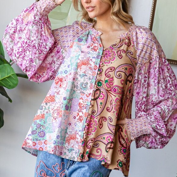 Oli & Hali Multicolor Floral and Paisley Tunic - Picture 3 of 8